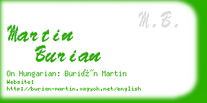 martin burian business card